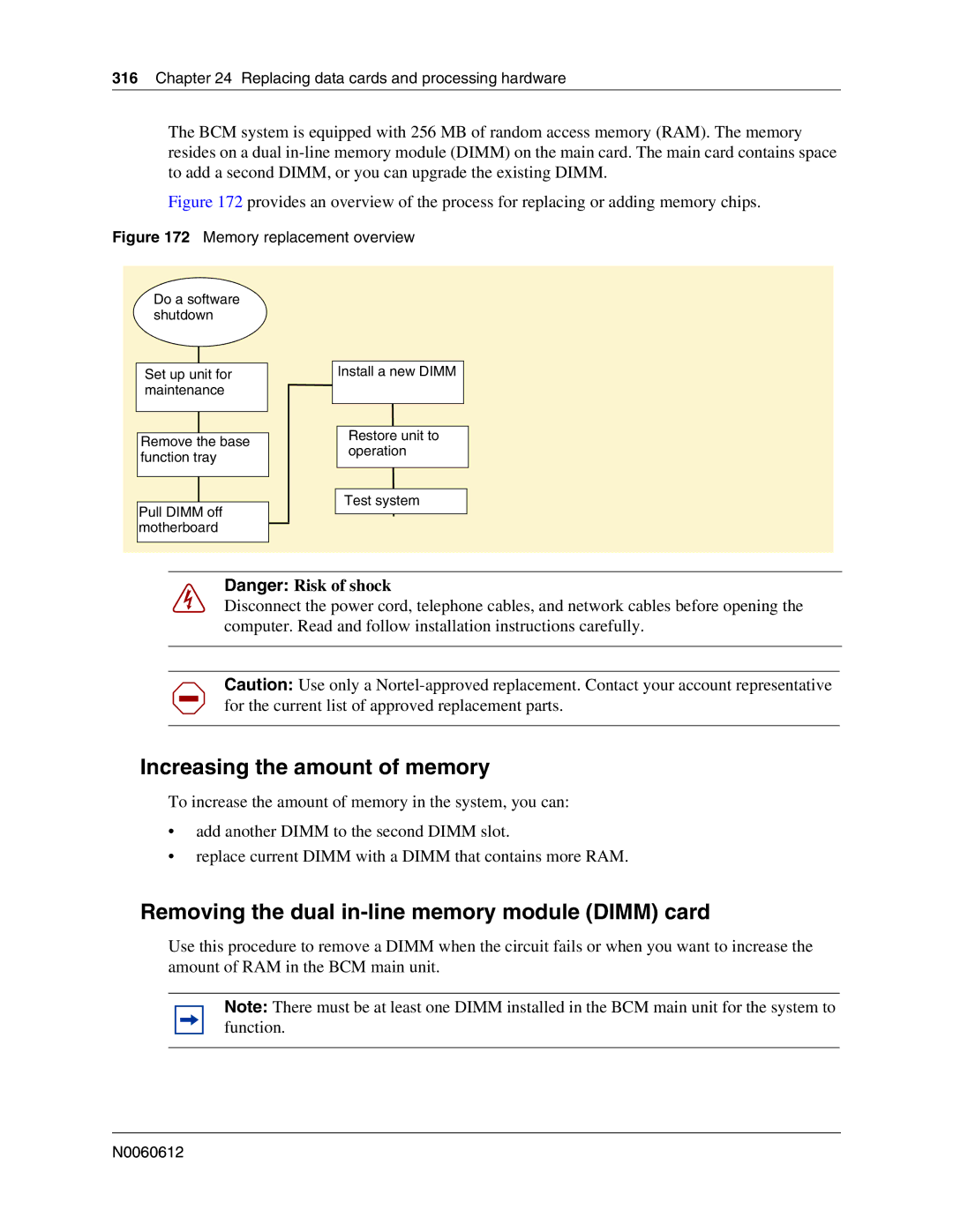 Nortel Networks 400 4.0, BCM200 manual Increasing the amount of memory, Removing the dual in-line memory module Dimm card 