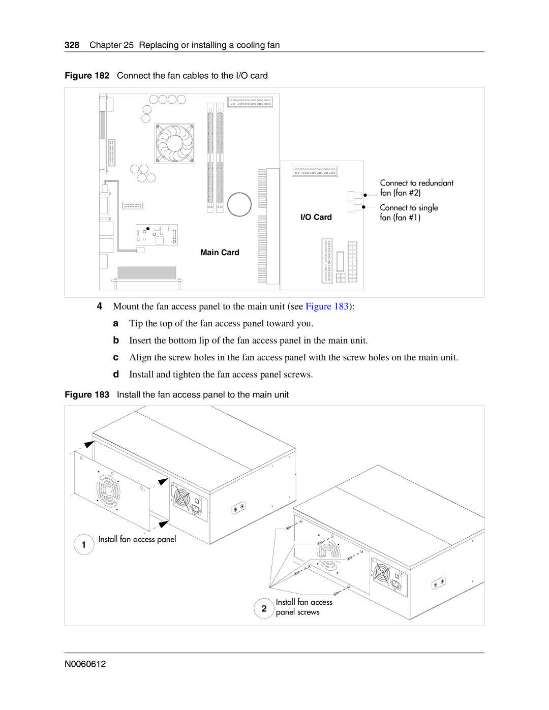 Nortel Networks 400 4.0, BCM200 manual Connect the fan cables to the I/O card, Install the fan access panel to the main unit 