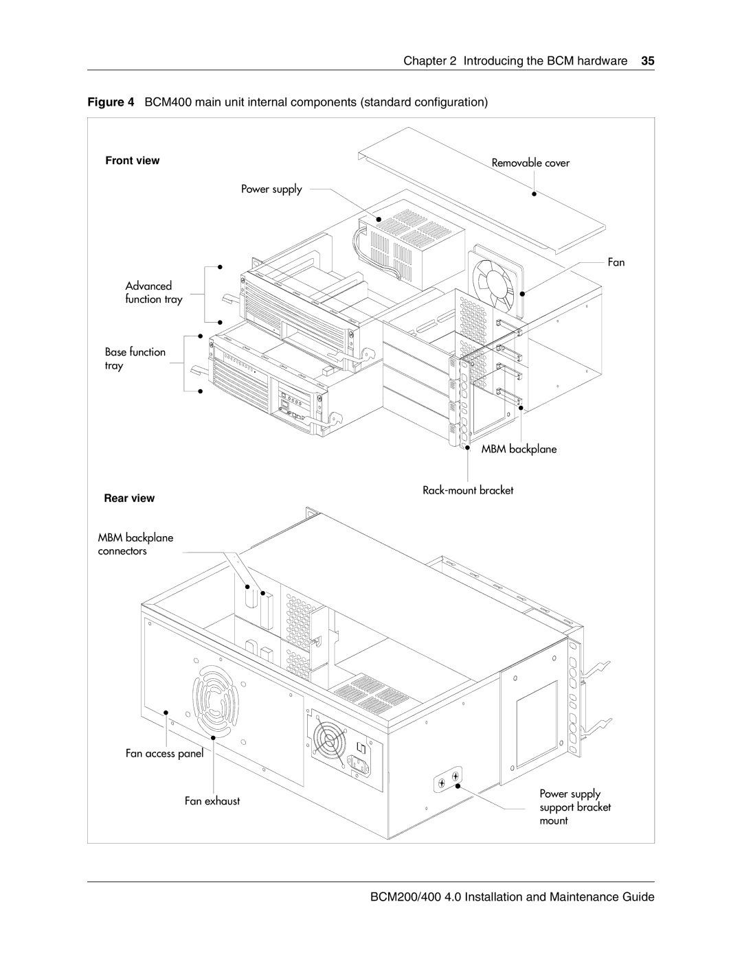 Nortel Networks BCM200, 400 4.0 manual BCM400 main unit internal components standard configuration 