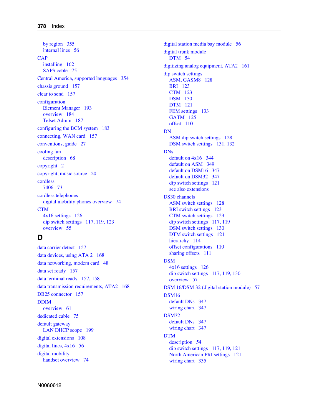 Nortel Networks 400 4.0, BCM200 manual Index, Ctm 