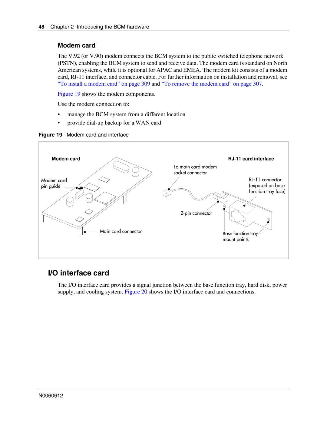 Nortel Networks 400 4.0, BCM200 manual Interface card, Modem card 