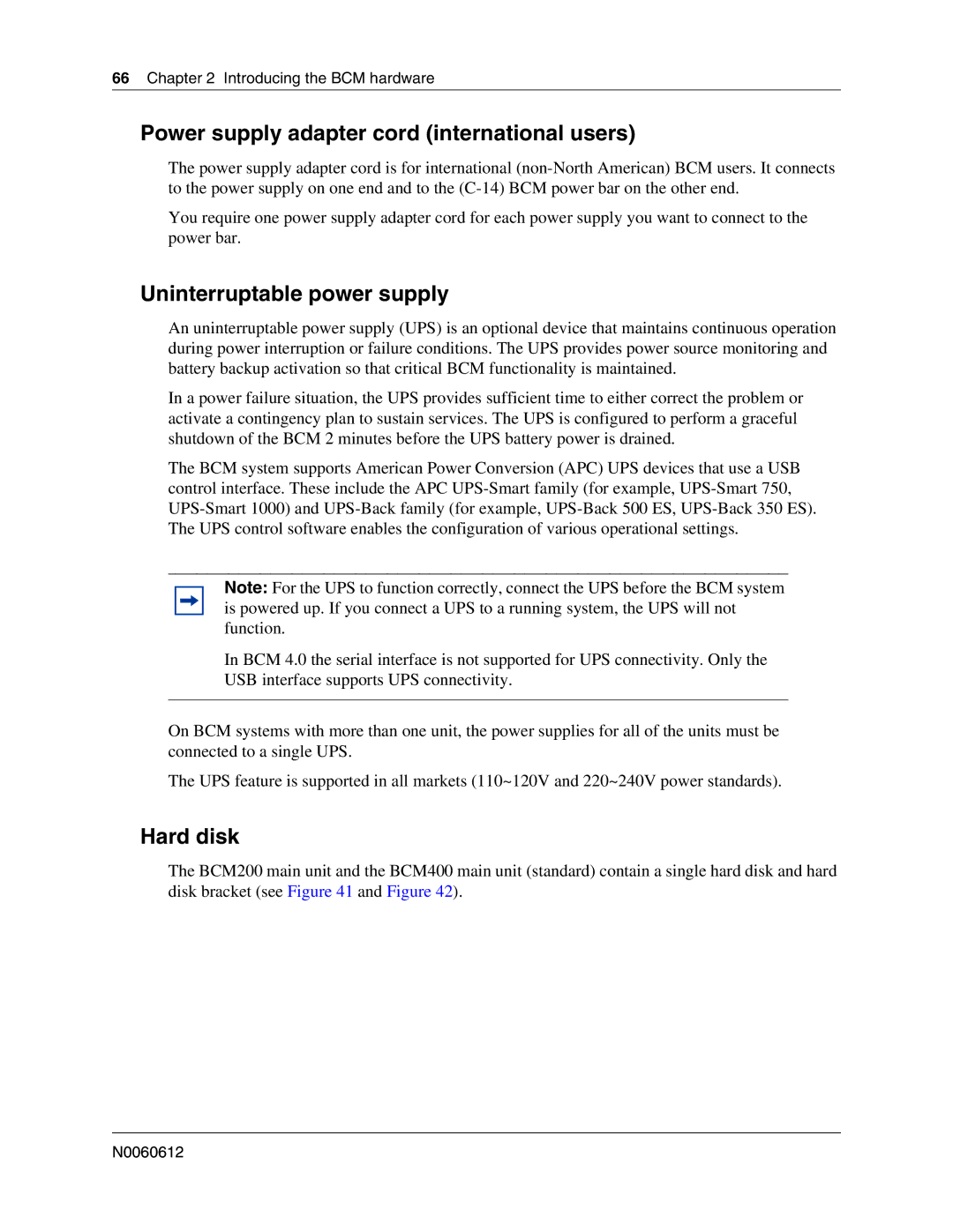 Nortel Networks 400 4.0, BCM200 Power supply adapter cord international users, Uninterruptable power supply, Hard disk 