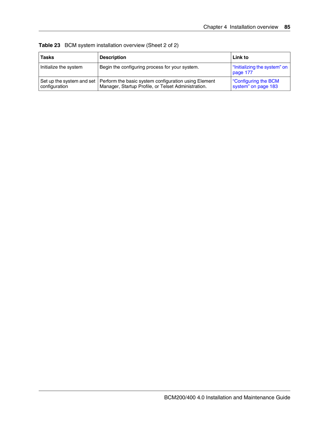 Nortel Networks BCM200, 400 4.0 manual Initializing the system on 