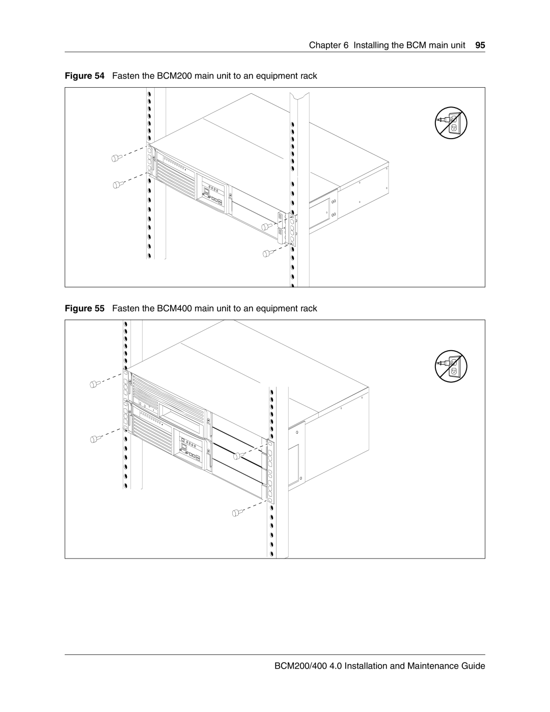 Nortel Networks 400 4.0 manual Fasten the BCM200 main unit to an equipment rack 