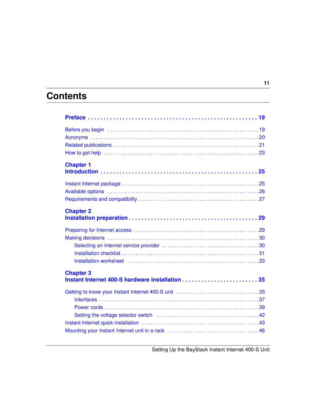 Nortel Networks 400-S manual Contents 