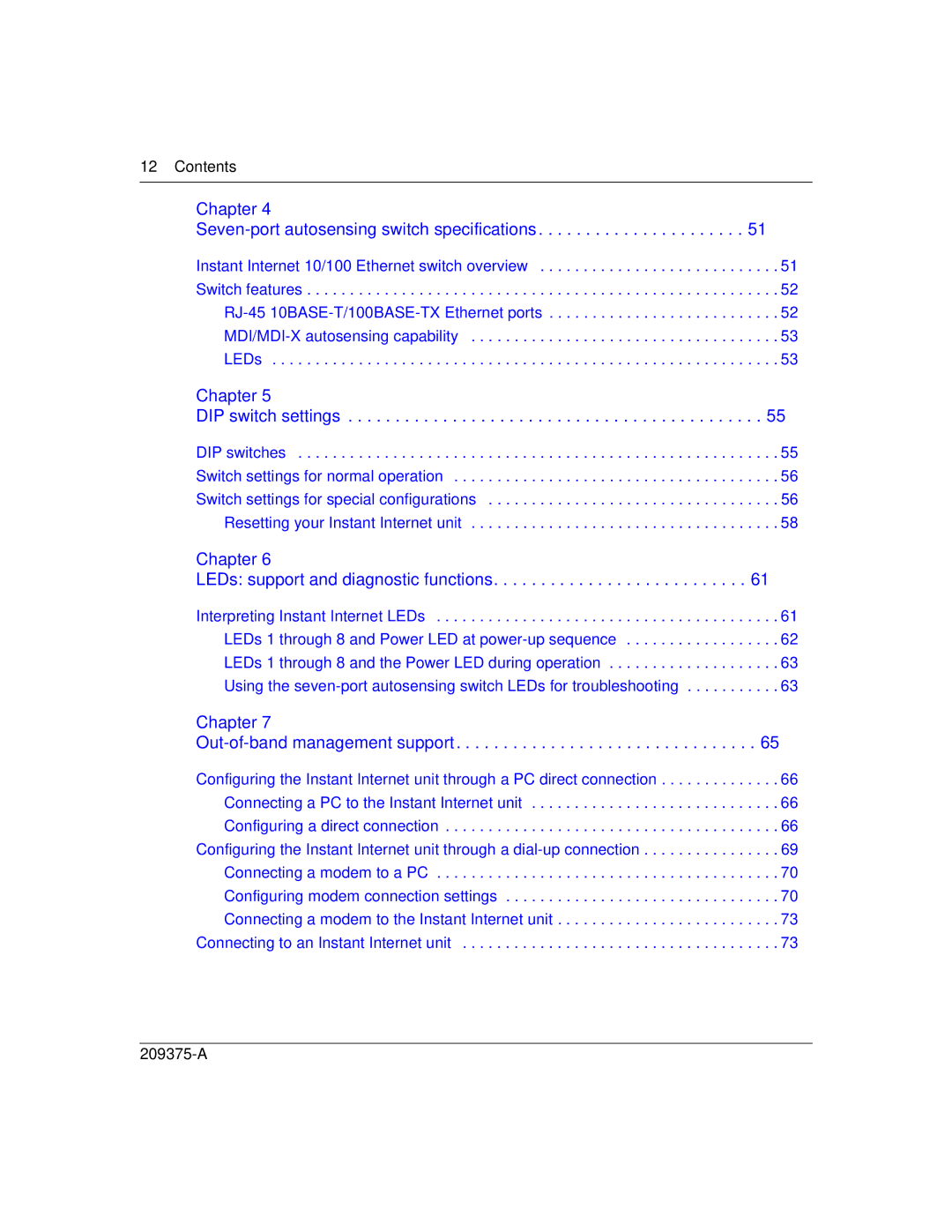 Nortel Networks 400-S manual Chapter Seven-port autosensing switch specifications 