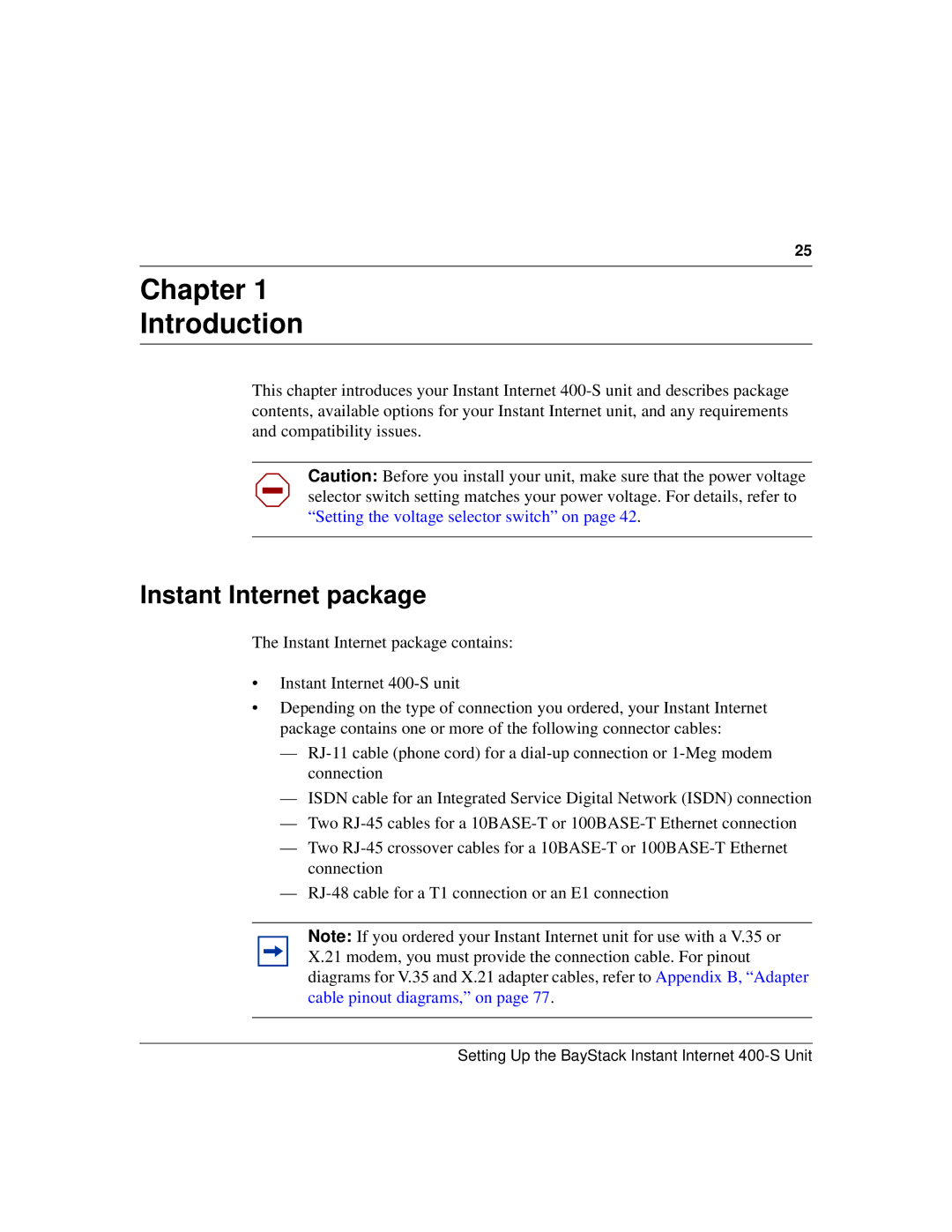 Nortel Networks 400-S manual Chapter Introduction, Instant Internet package 