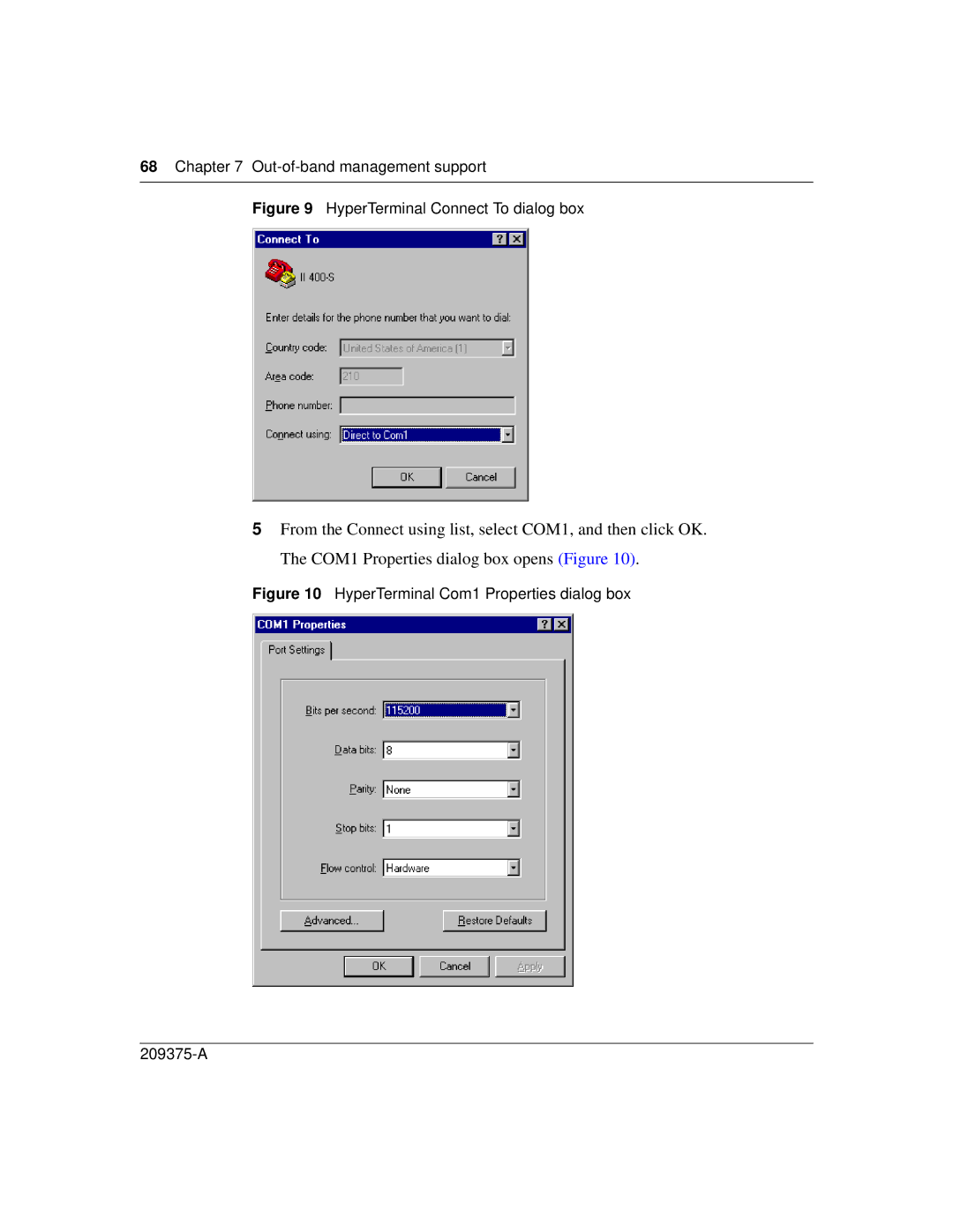 Nortel Networks 400-S manual HyperTerminal Connect To dialog box 