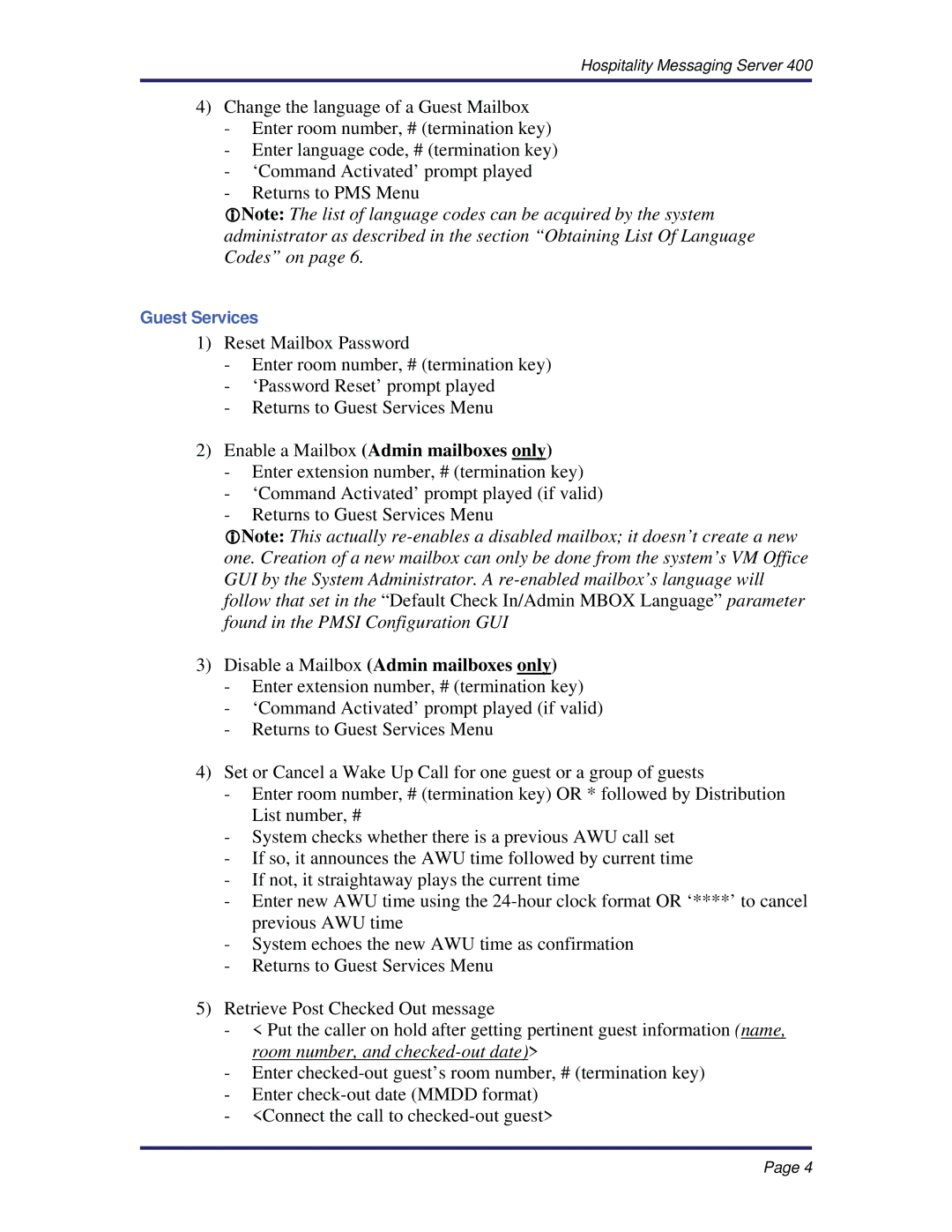 Nortel Networks 400 manual Enable a Mailbox Admin mailboxes only 