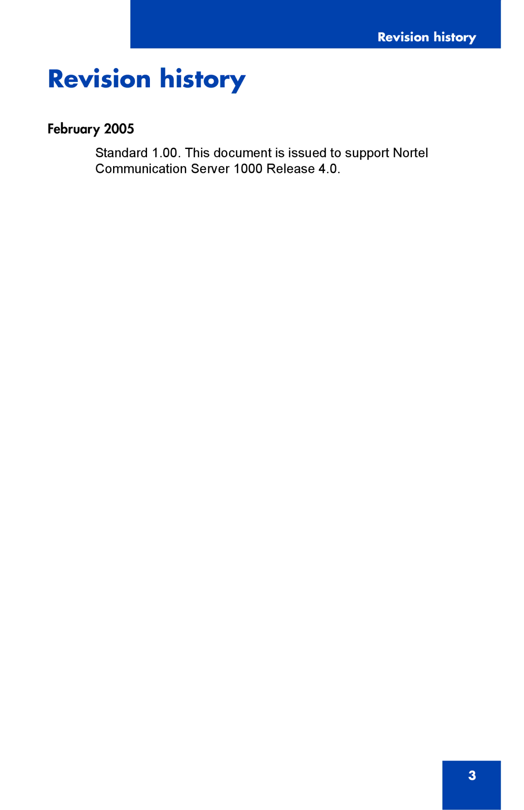 Nortel Networks 4025 manual Revision history 