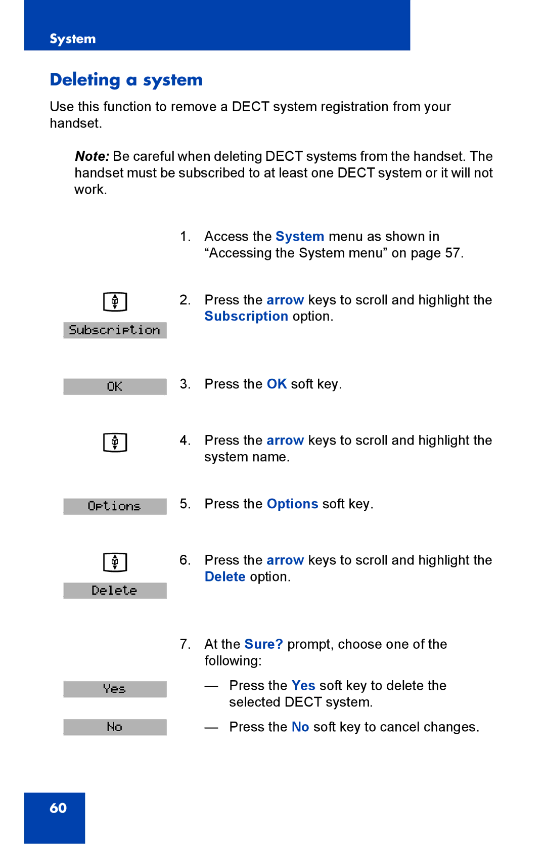 Nortel Networks 4025 manual Deleting a system 