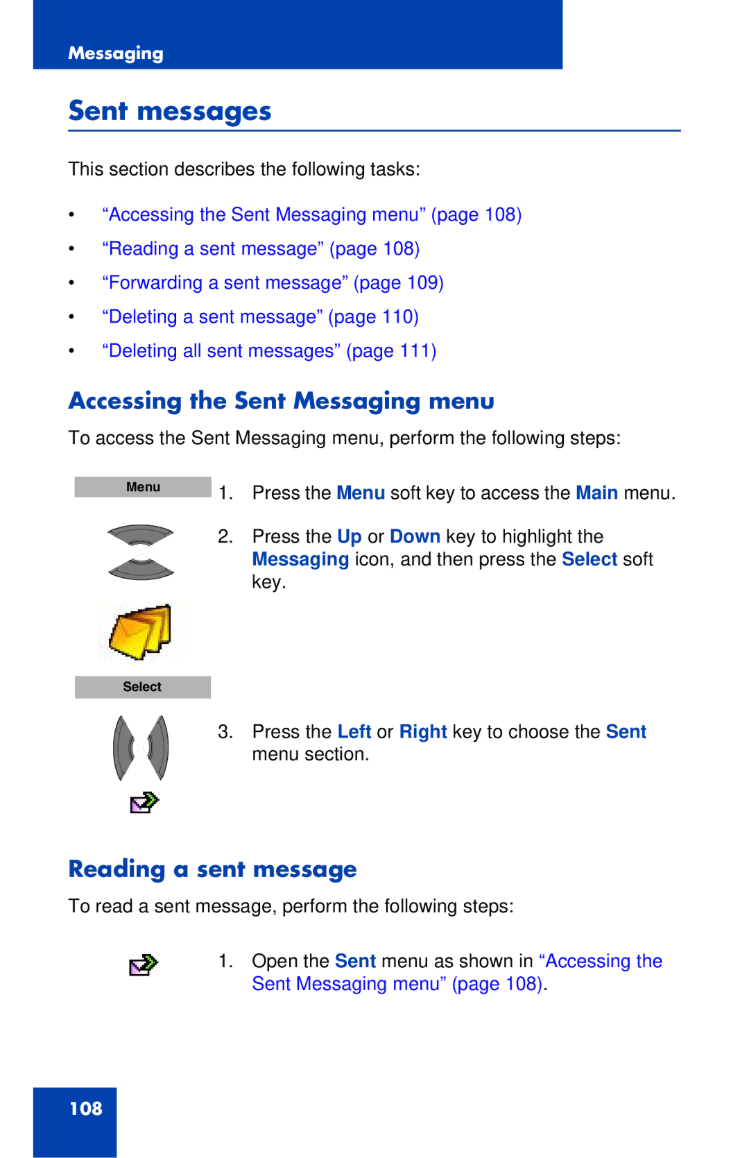 Nortel Networks 4027 manual Sent messages, Accessing the Sent Messaging menu, Reading a sent message 