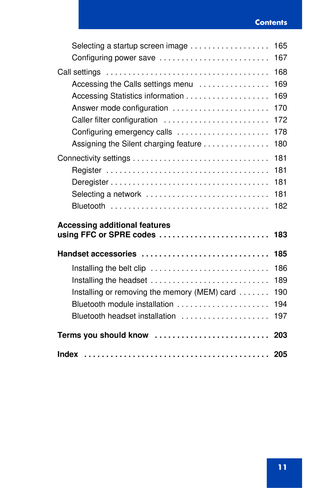 Nortel Networks 4027 manual 203, 205 