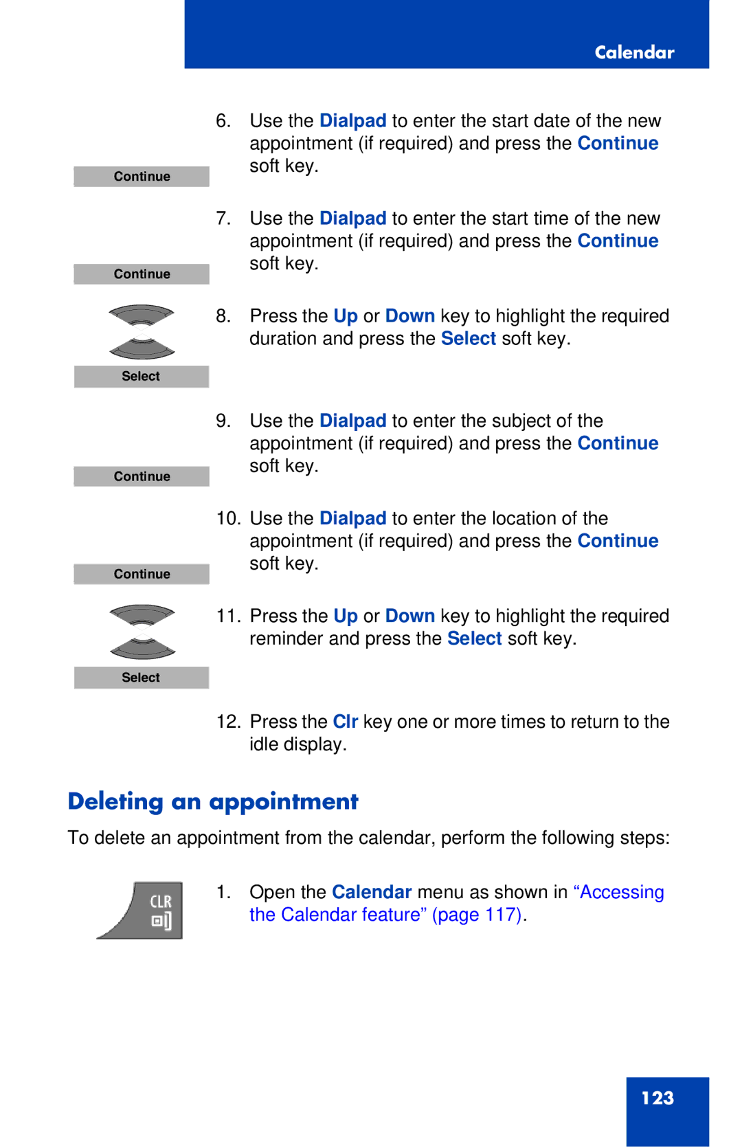 Nortel Networks 4027 manual Deleting an appointment 