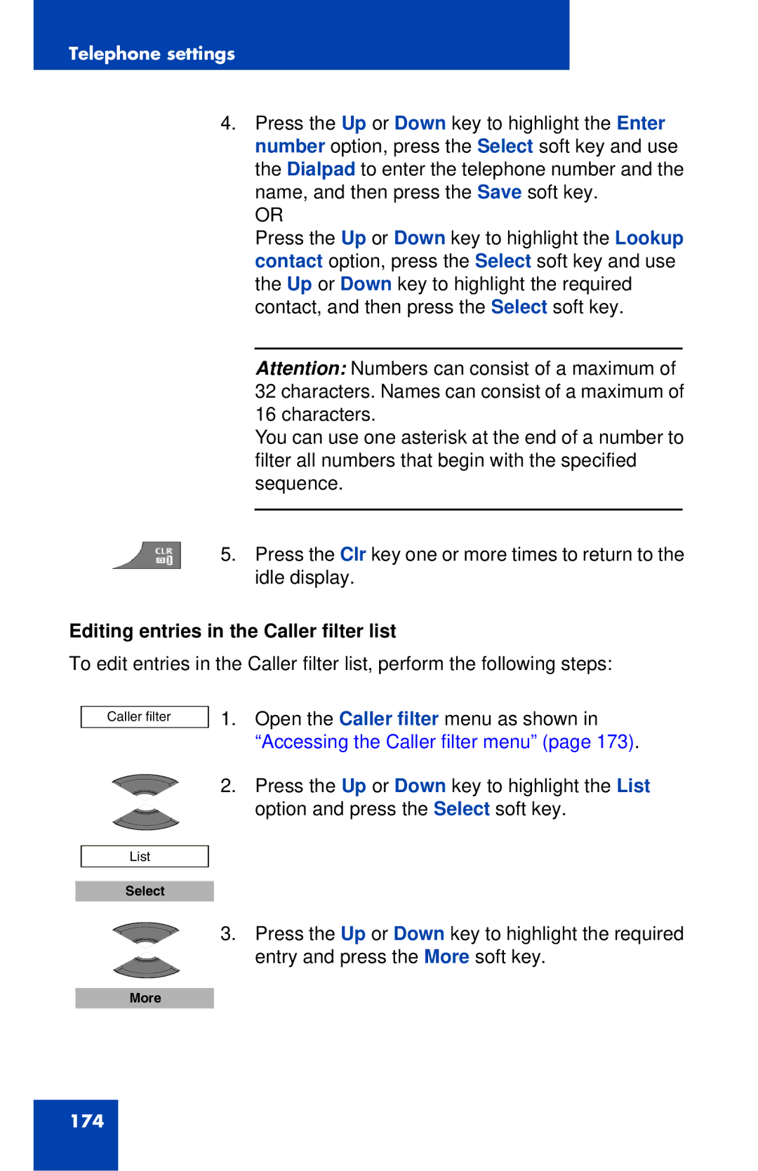 Nortel Networks 4027 manual Editing entries in the Caller filter list 