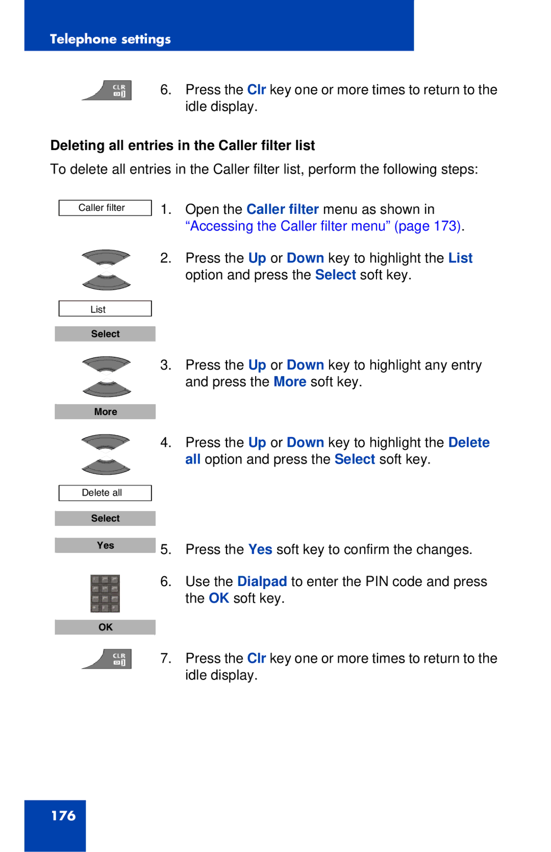 Nortel Networks 4027 manual Deleting all entries in the Caller filter list 