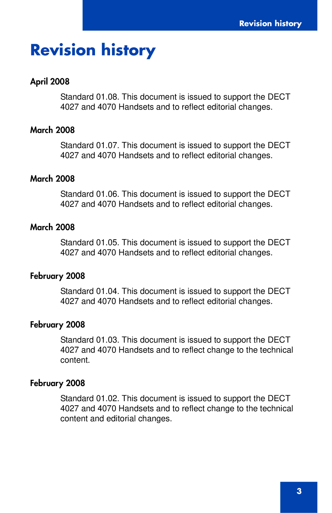 Nortel Networks 4027 manual Revision history 