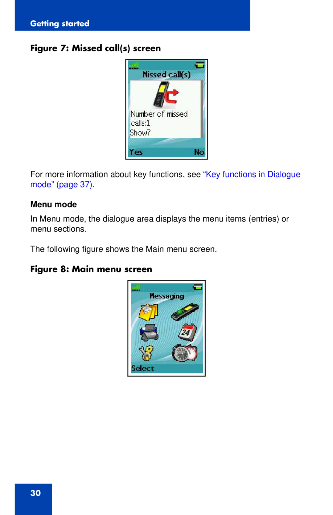 Nortel Networks 4027 manual Missed calls screen, Menu mode 