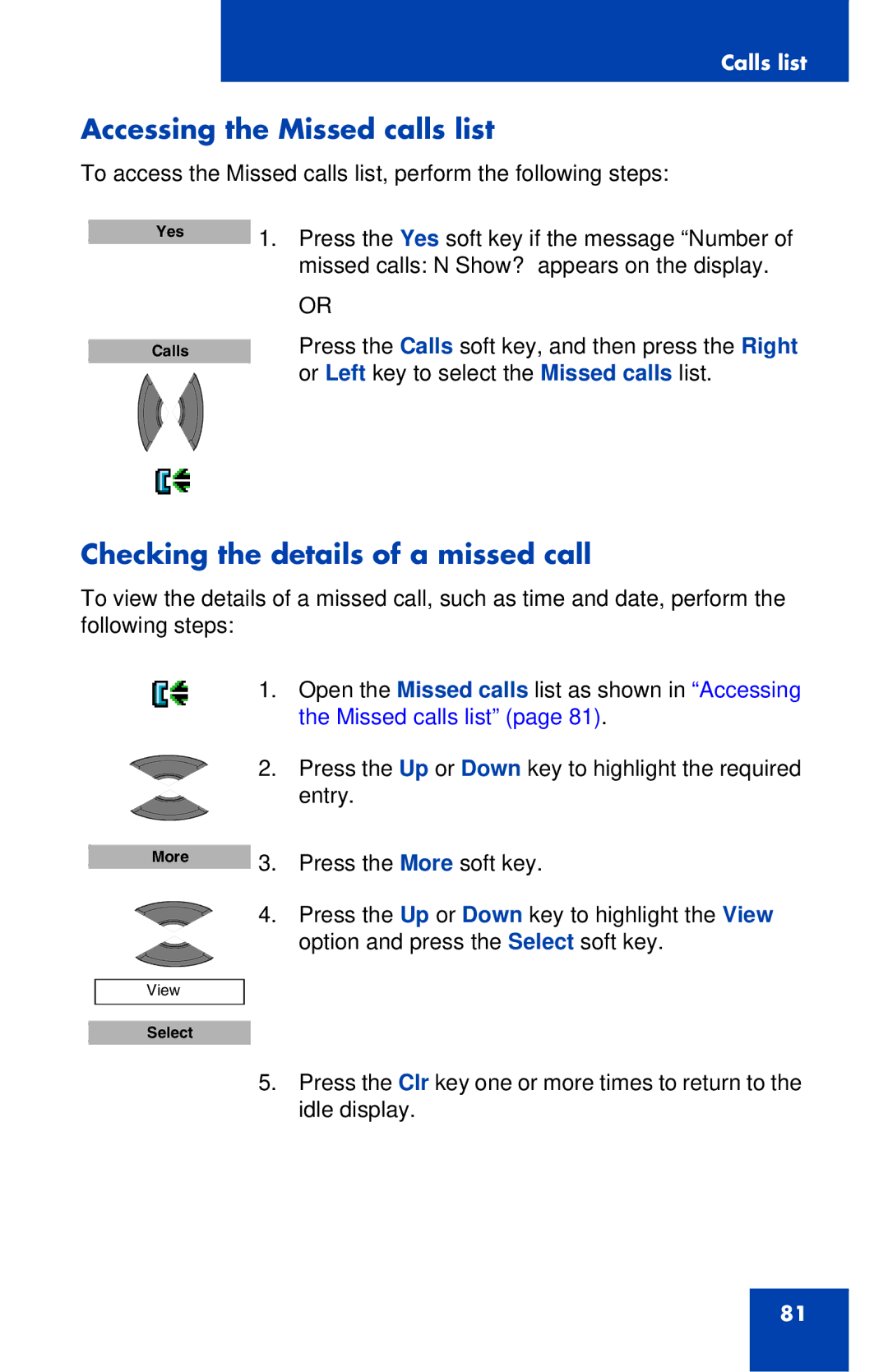 Nortel Networks 4027 manual Accessing the Missed calls list, Checking the details of a missed call 