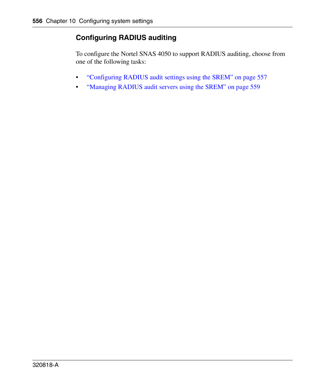 Nortel Networks 4050 manual Configuring Radius auditing 