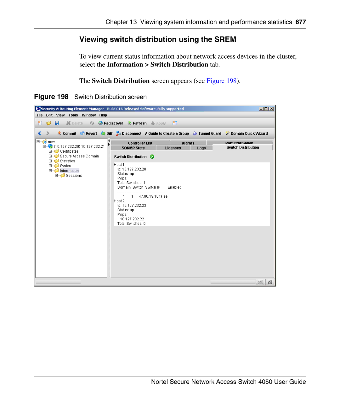 Nortel Networks 4050 manual Viewing switch distribution using the Srem 