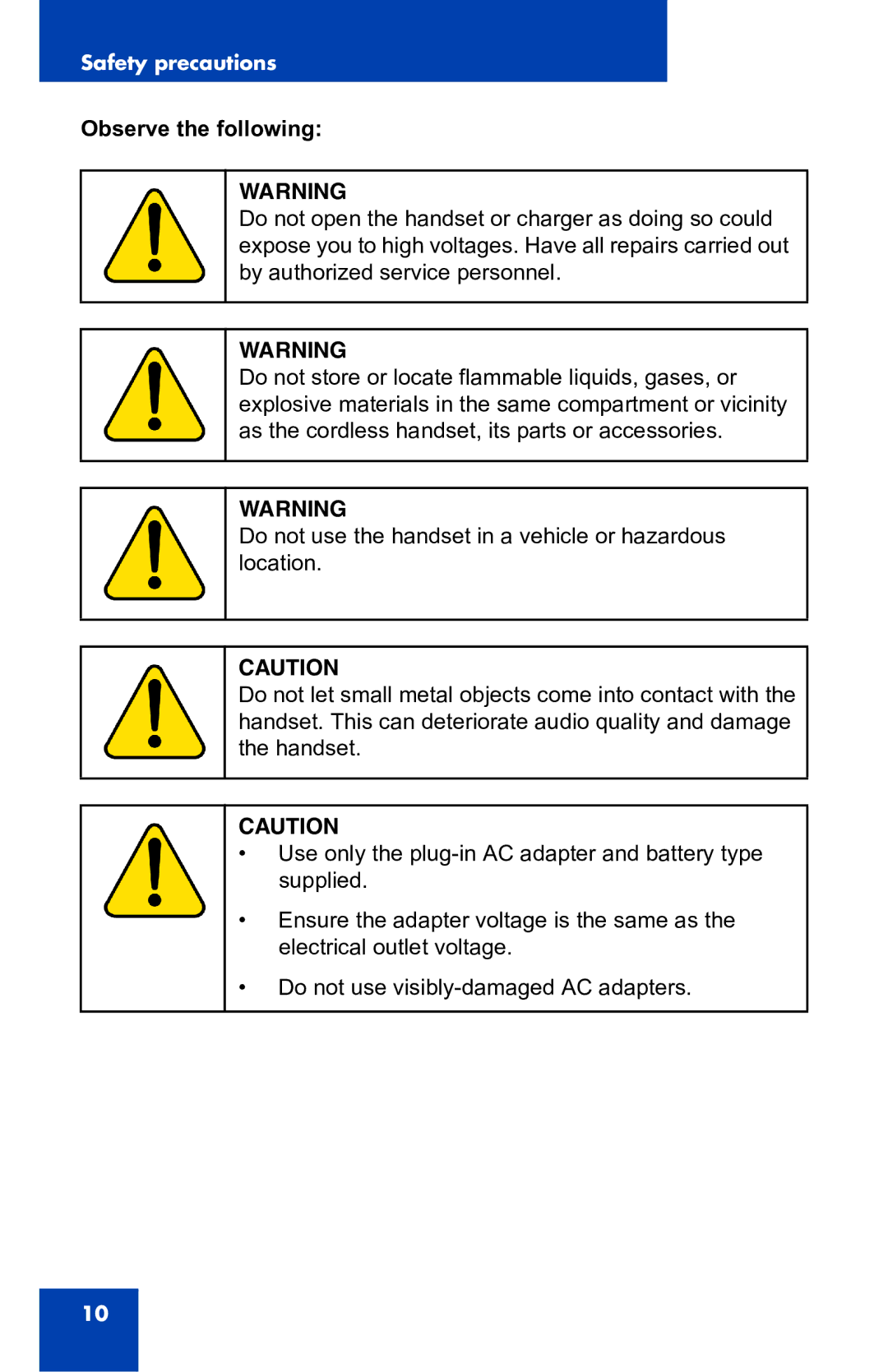 Nortel Networks 4060 manual Observe the following 