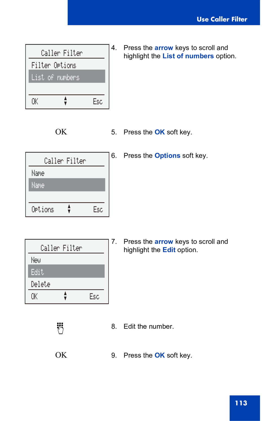 Nortel Networks 4060 manual Edit 