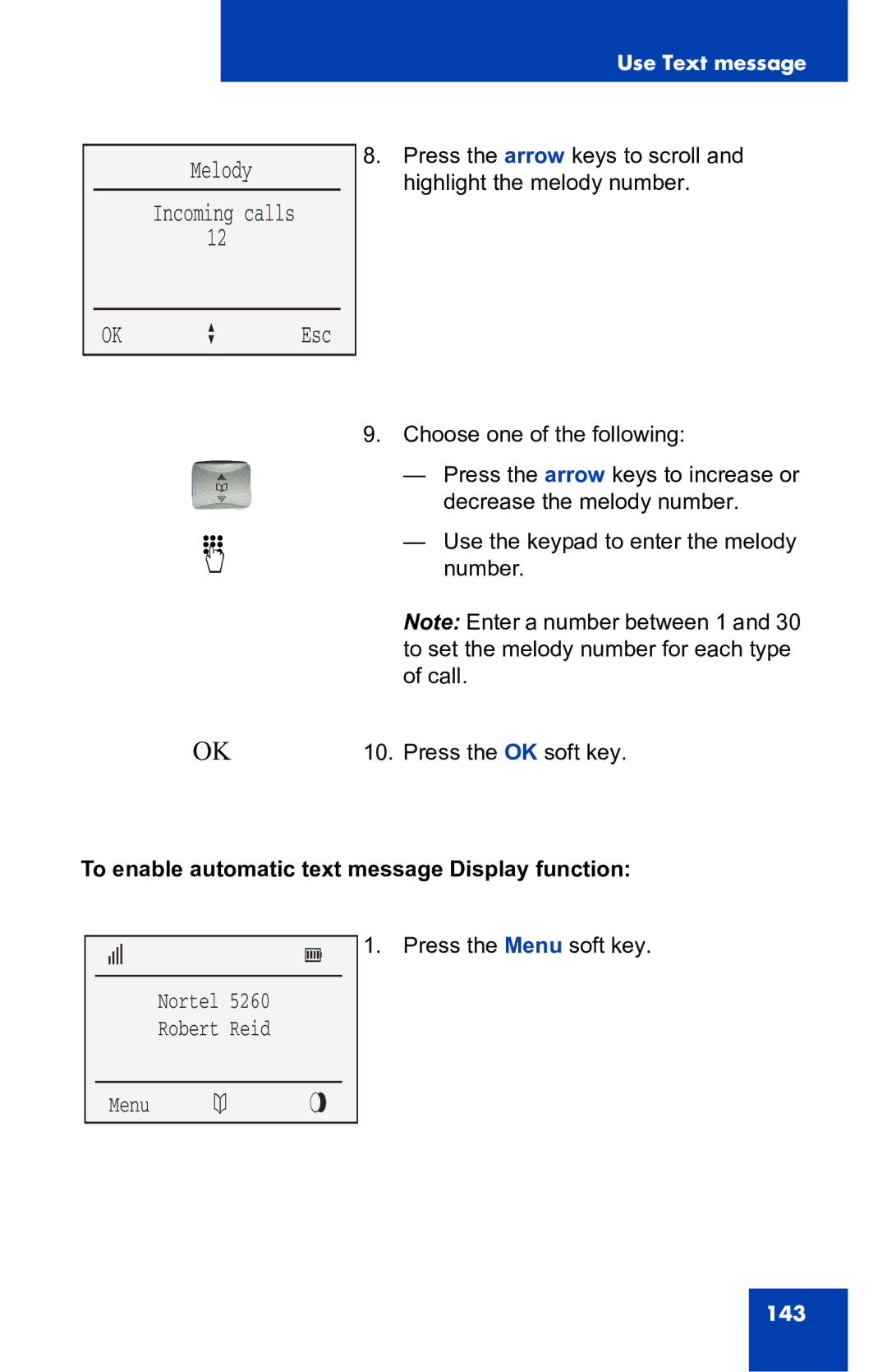 Nortel Networks 4060 manual To enable automatic text message Display function 