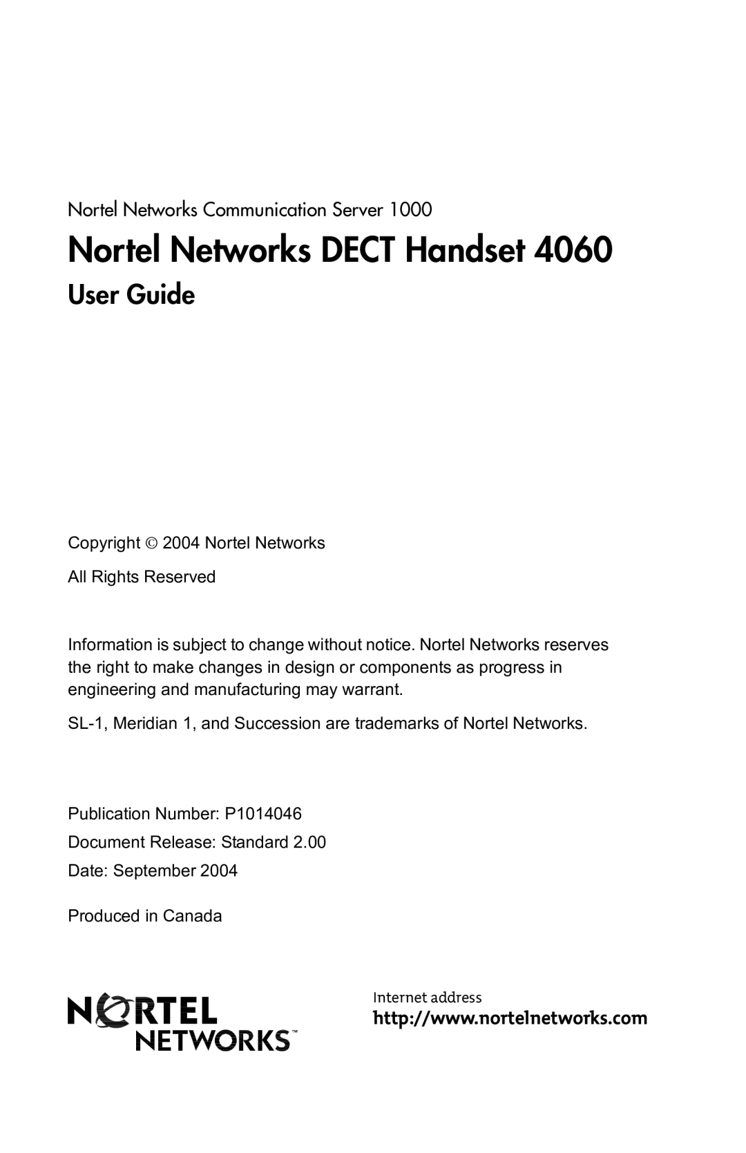 Nortel Networks 4060 manual Internet address 