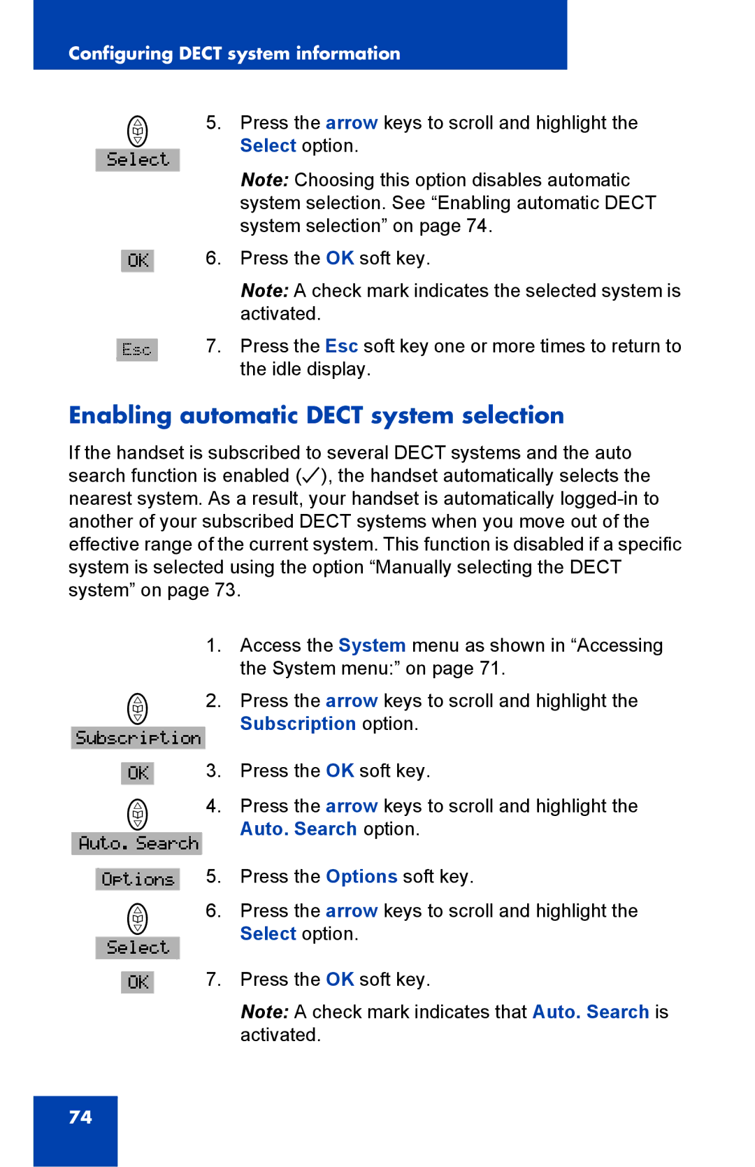 Nortel Networks 4065R manual Enabling automatic Dect system selection 