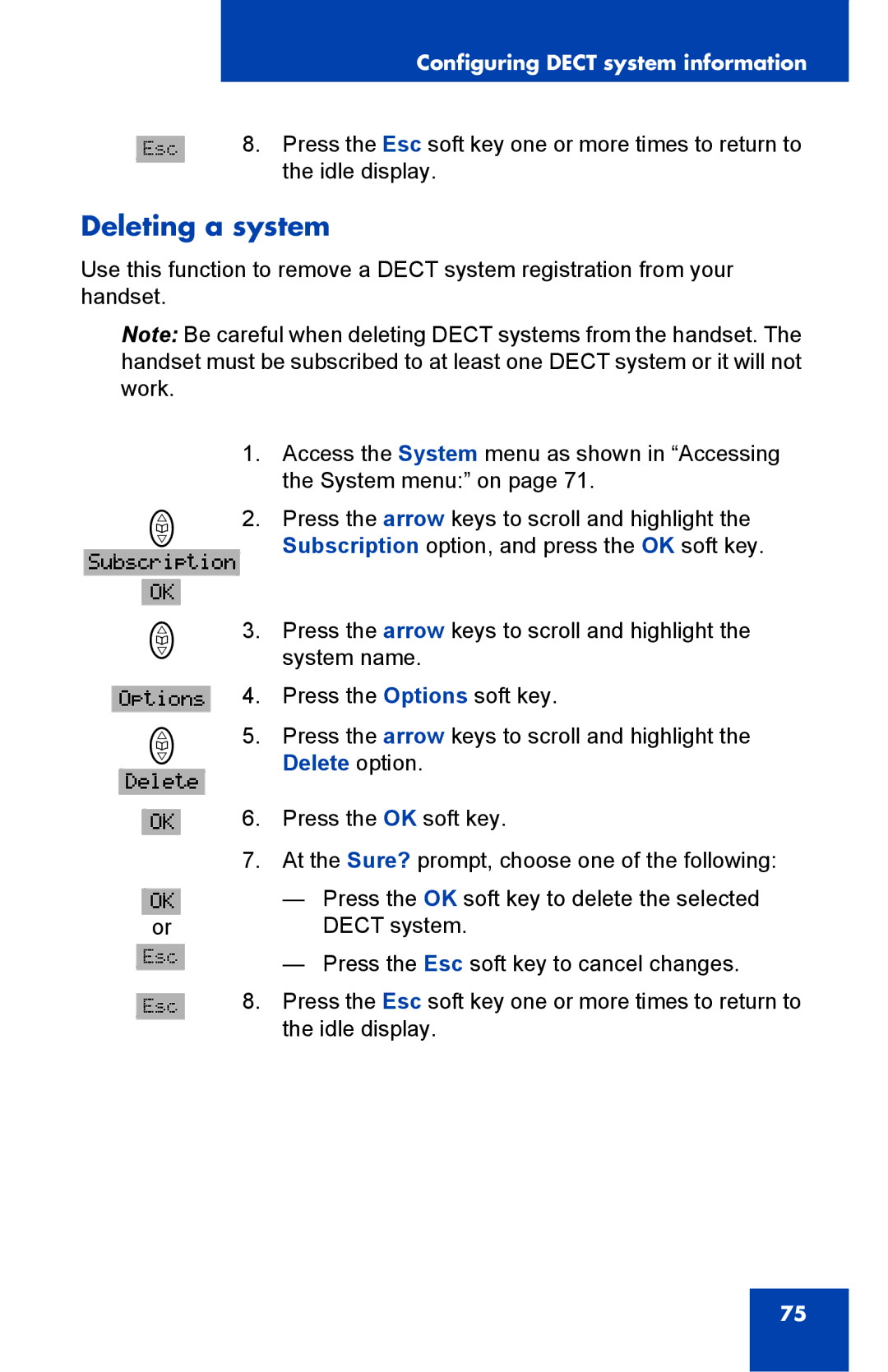 Nortel Networks 4065R manual Deleting a system 