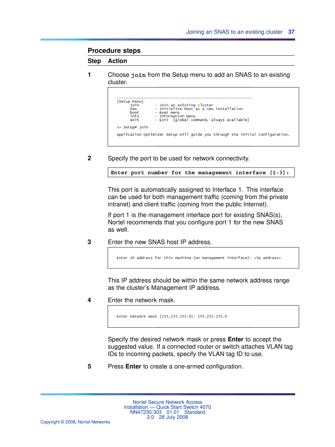 Nortel Networks 4070 quick start Procedure steps 