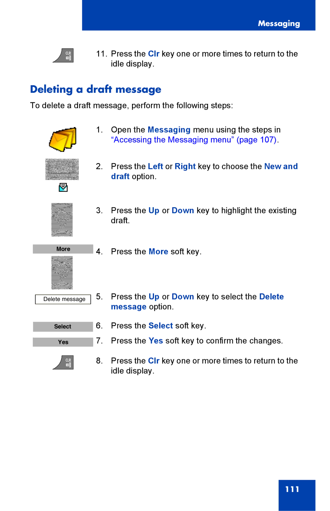 Nortel Networks 4075 manual Deleting a draft message, Message option 