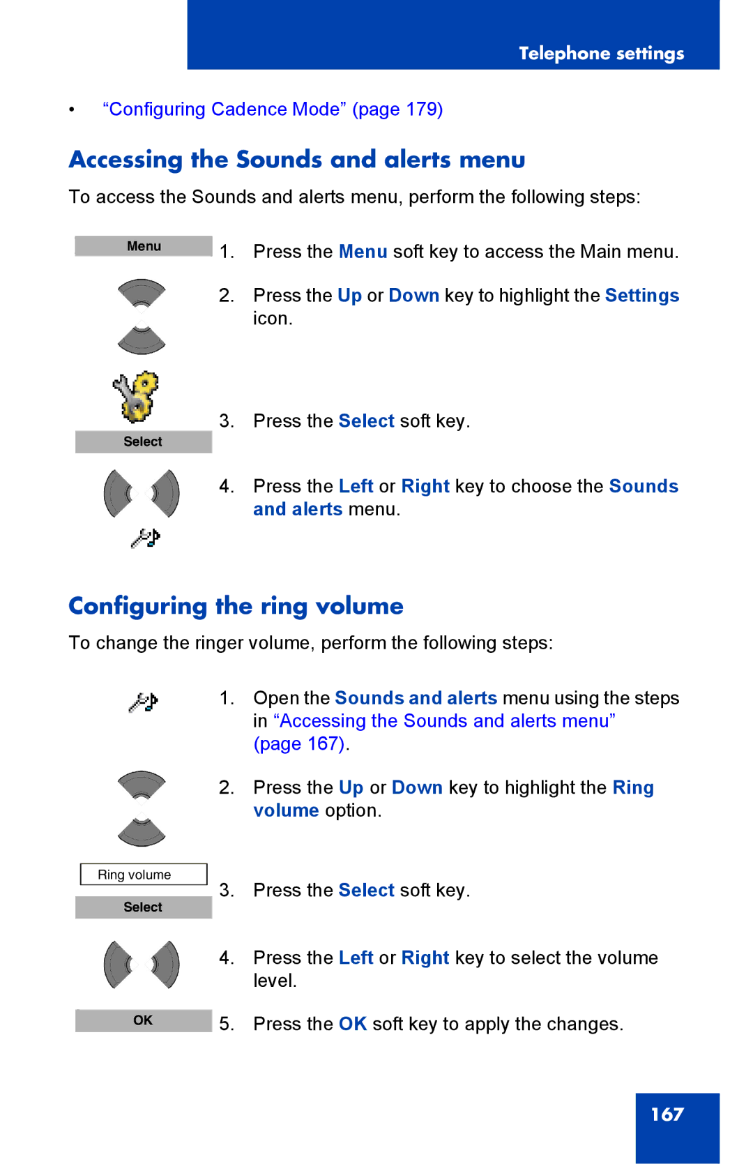 Nortel Networks 4075 manual Accessing the Sounds and alerts menu, Configuring the ring volume 