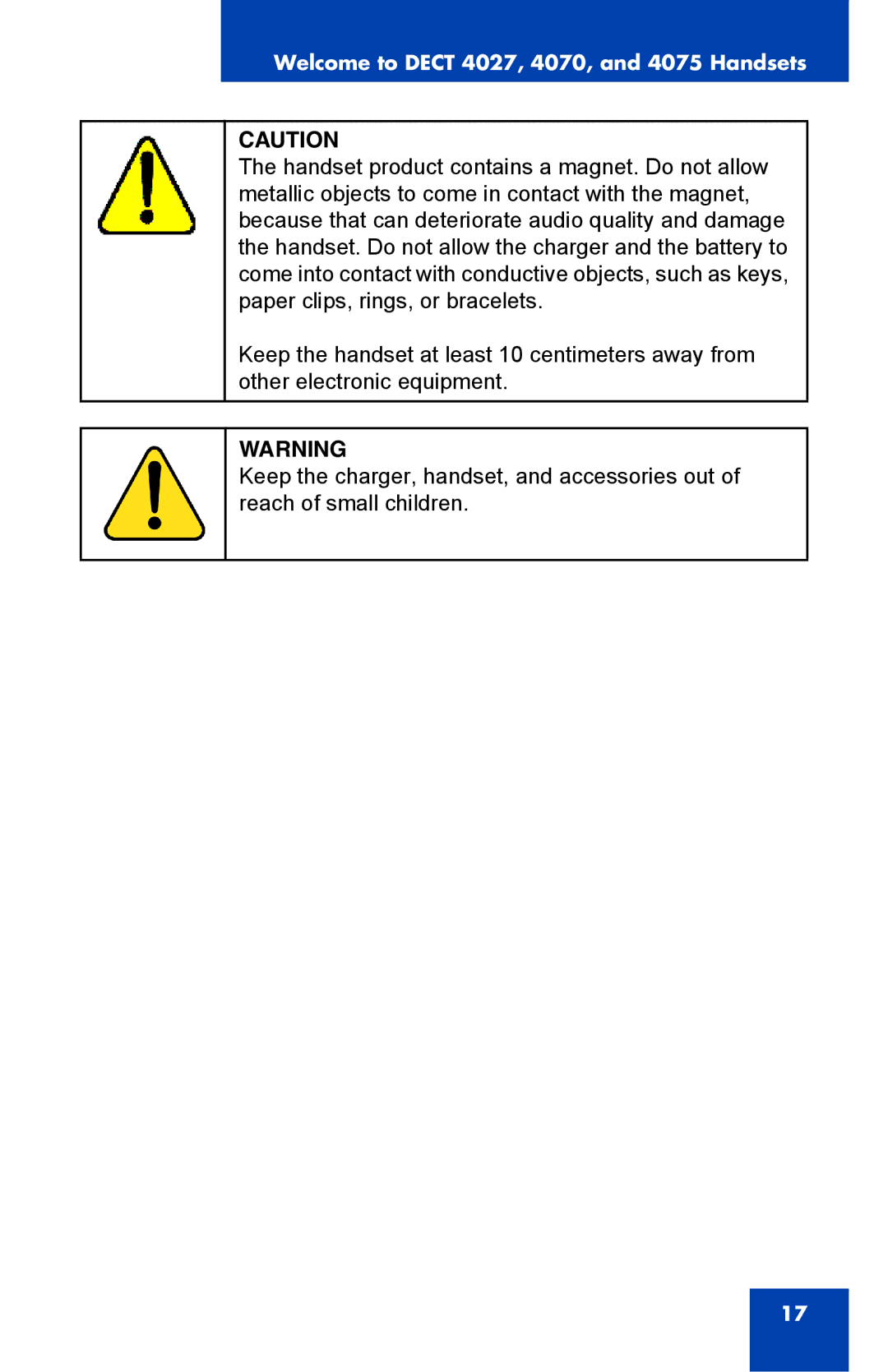 Nortel Networks manual Welcome to Dect 4027, 4070, and 4075 Handsets 