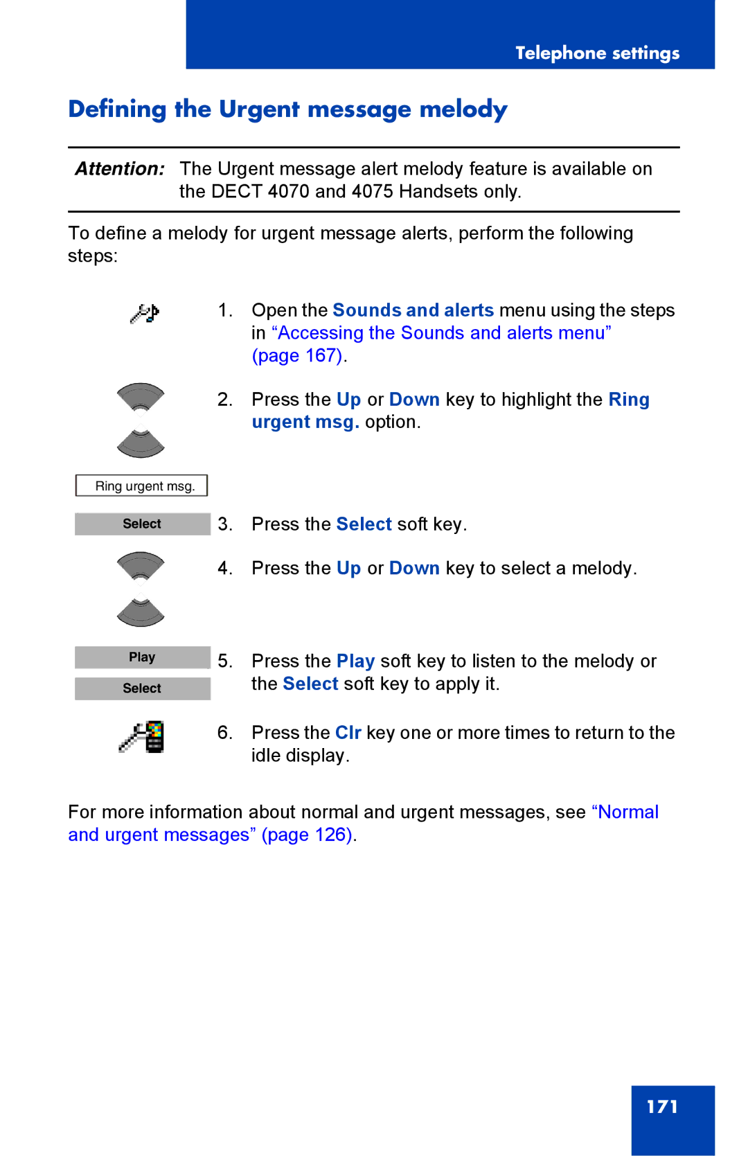 Nortel Networks 4075 manual Defining the Urgent message melody 