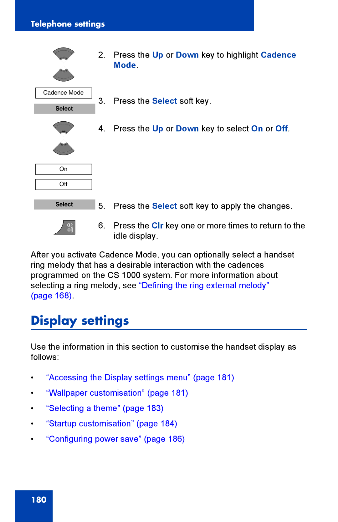 Nortel Networks 4075 manual Display settings 