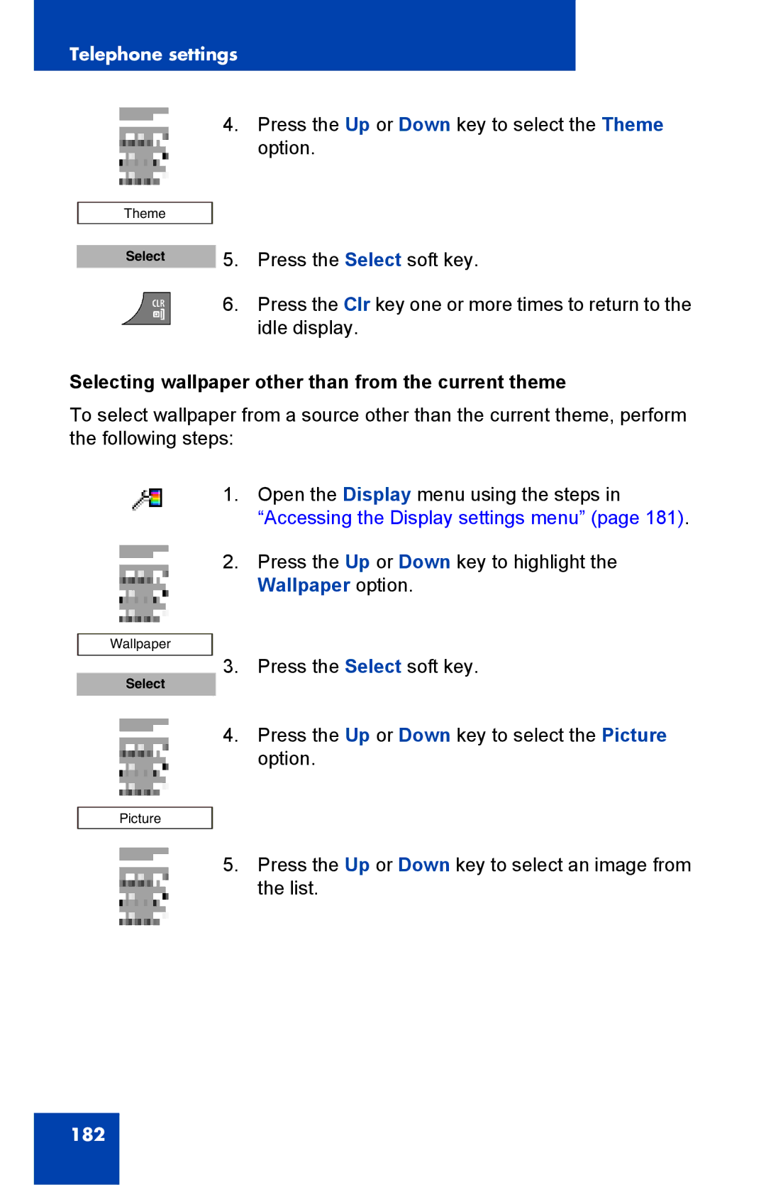 Nortel Networks 4075 manual Selecting wallpaper other than from the current theme 