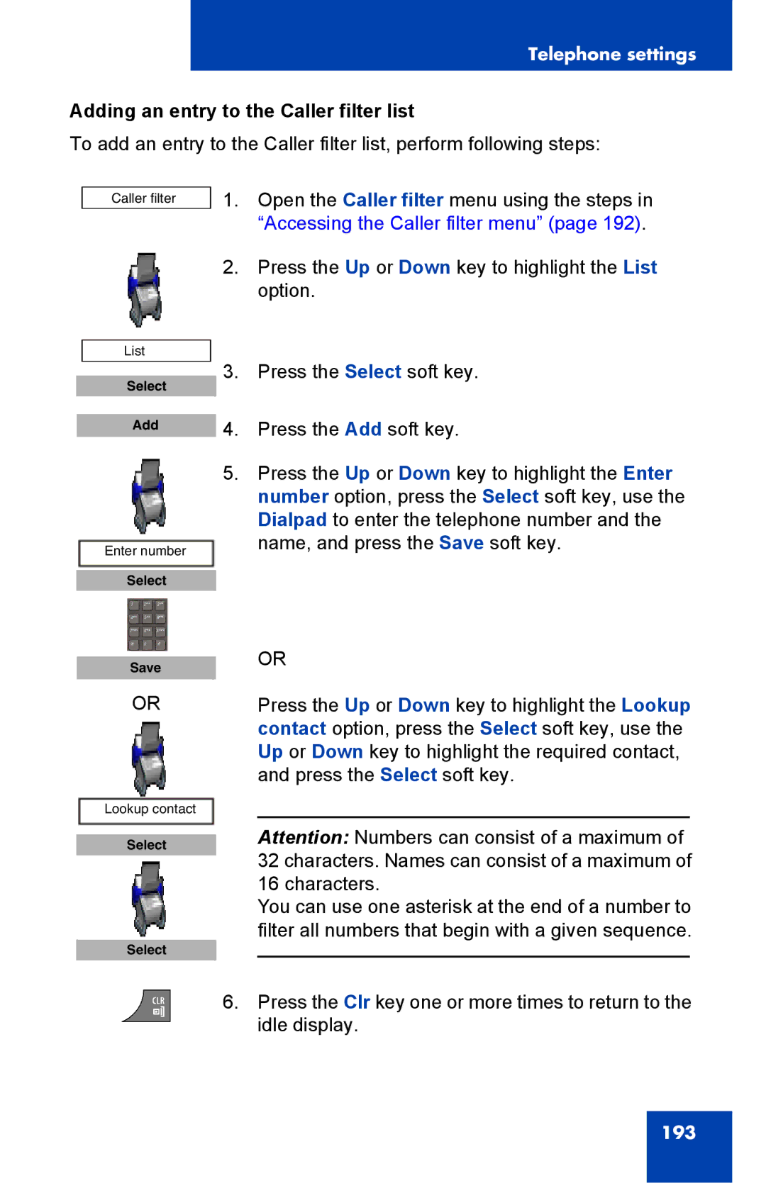 Nortel Networks 4075 manual Adding an entry to the Caller filter list 