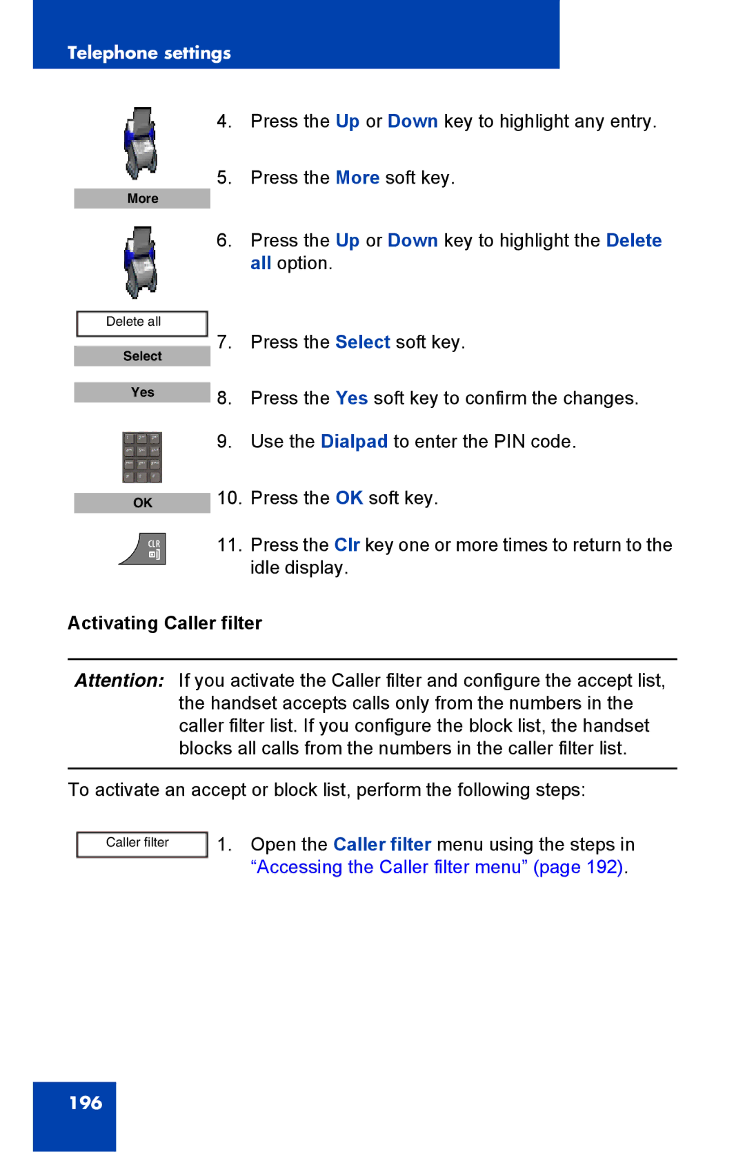 Nortel Networks 4075 manual Activating Caller filter 