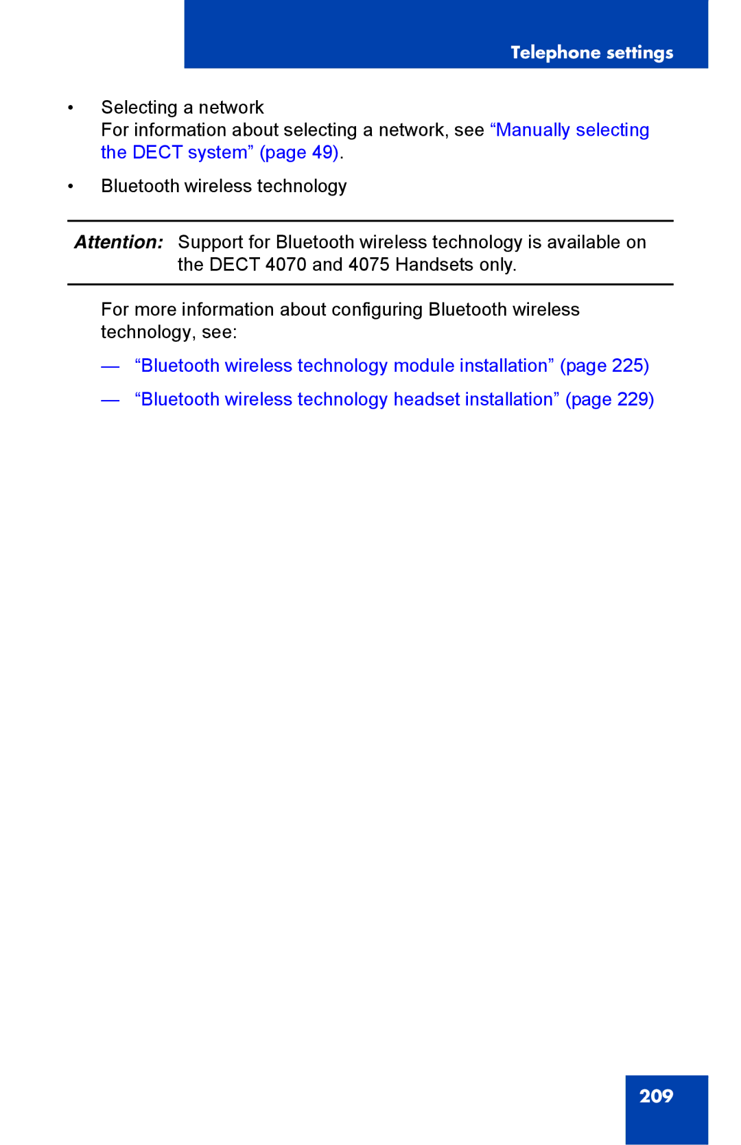 Nortel Networks 4075 manual 209 