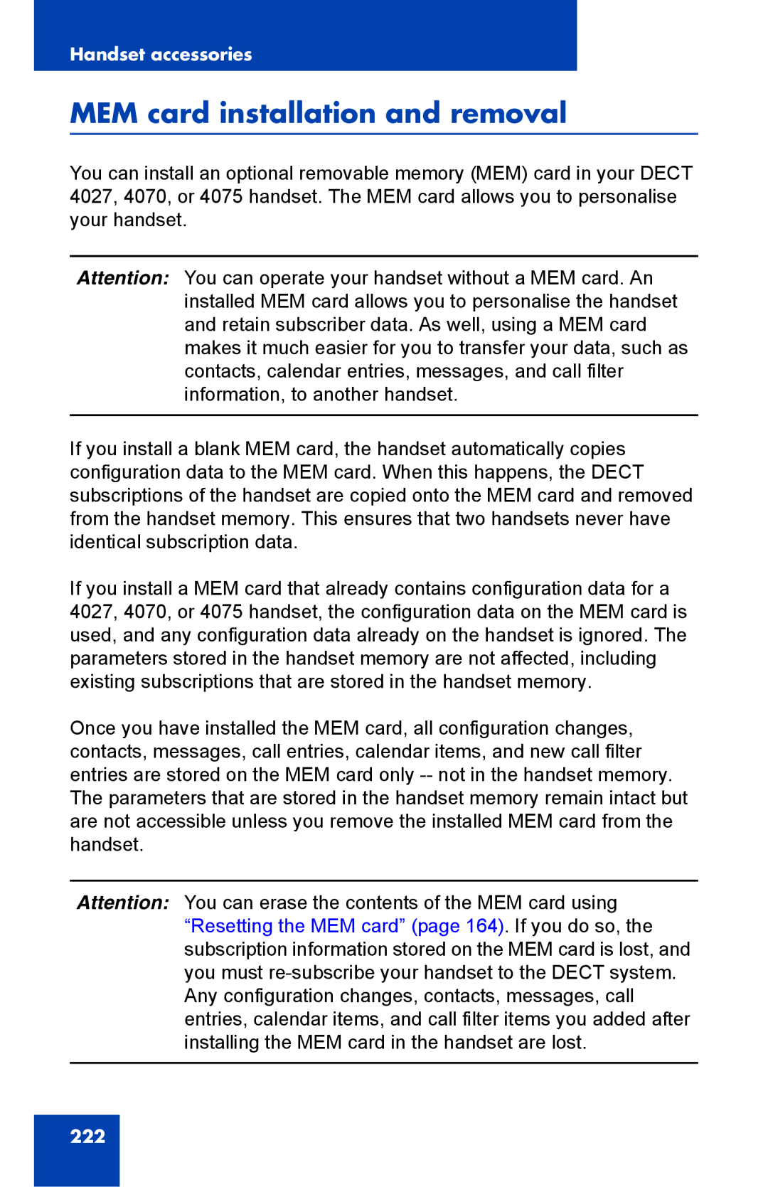 Nortel Networks 4075 manual MEM card installation and removal 