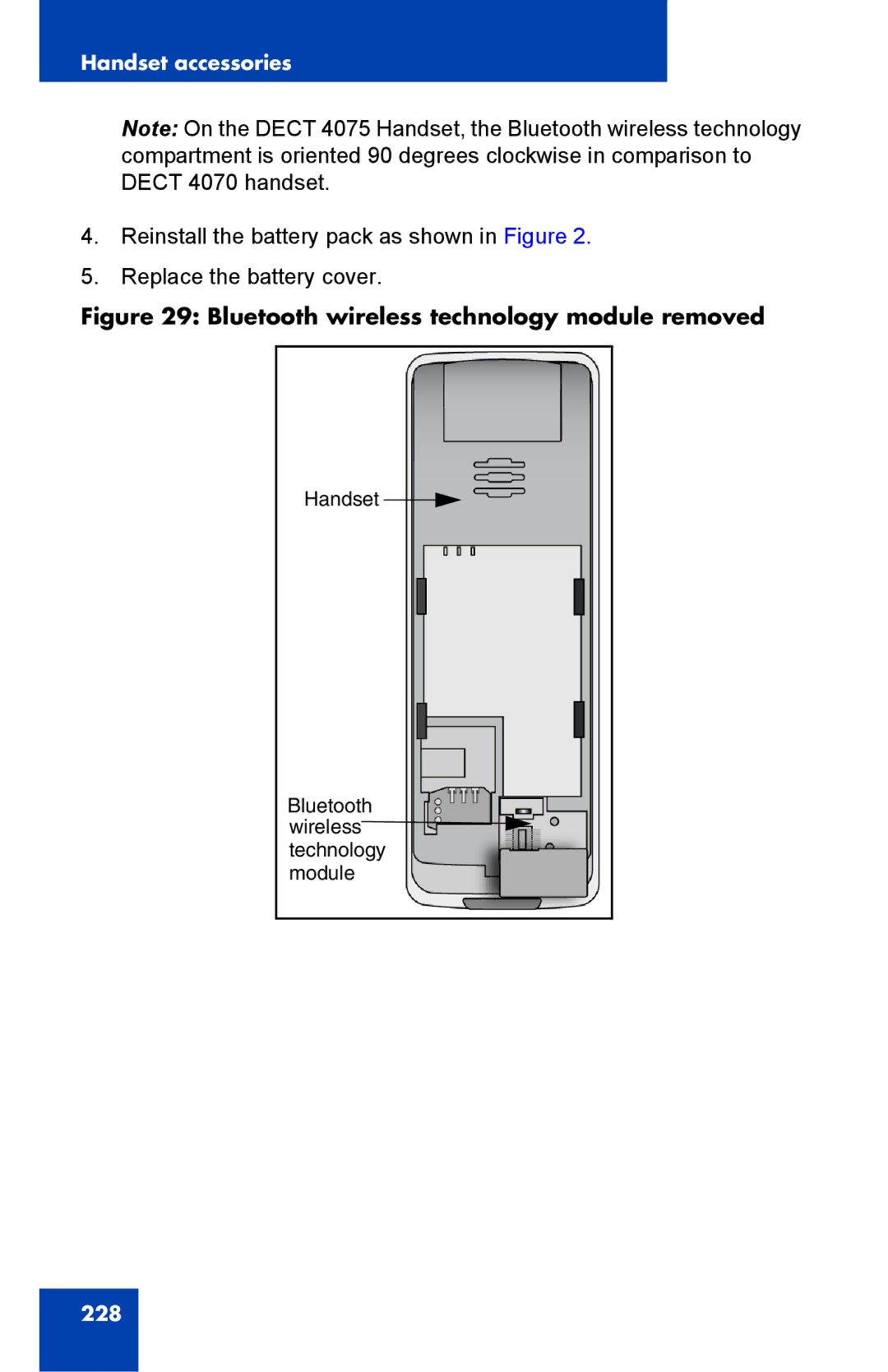 Nortel Networks 4075 manual Bluetooth wireless technology module removed 