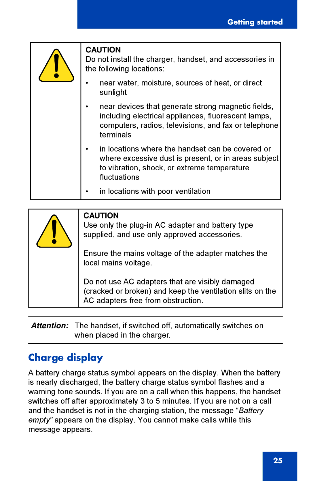 Nortel Networks 4075 manual Charge display 