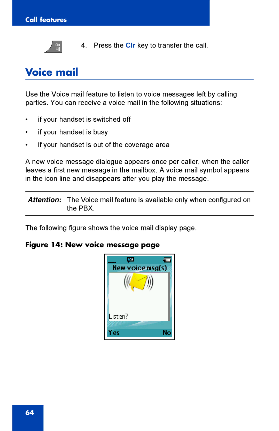 Nortel Networks 4075 manual Voice mail, New voice message 