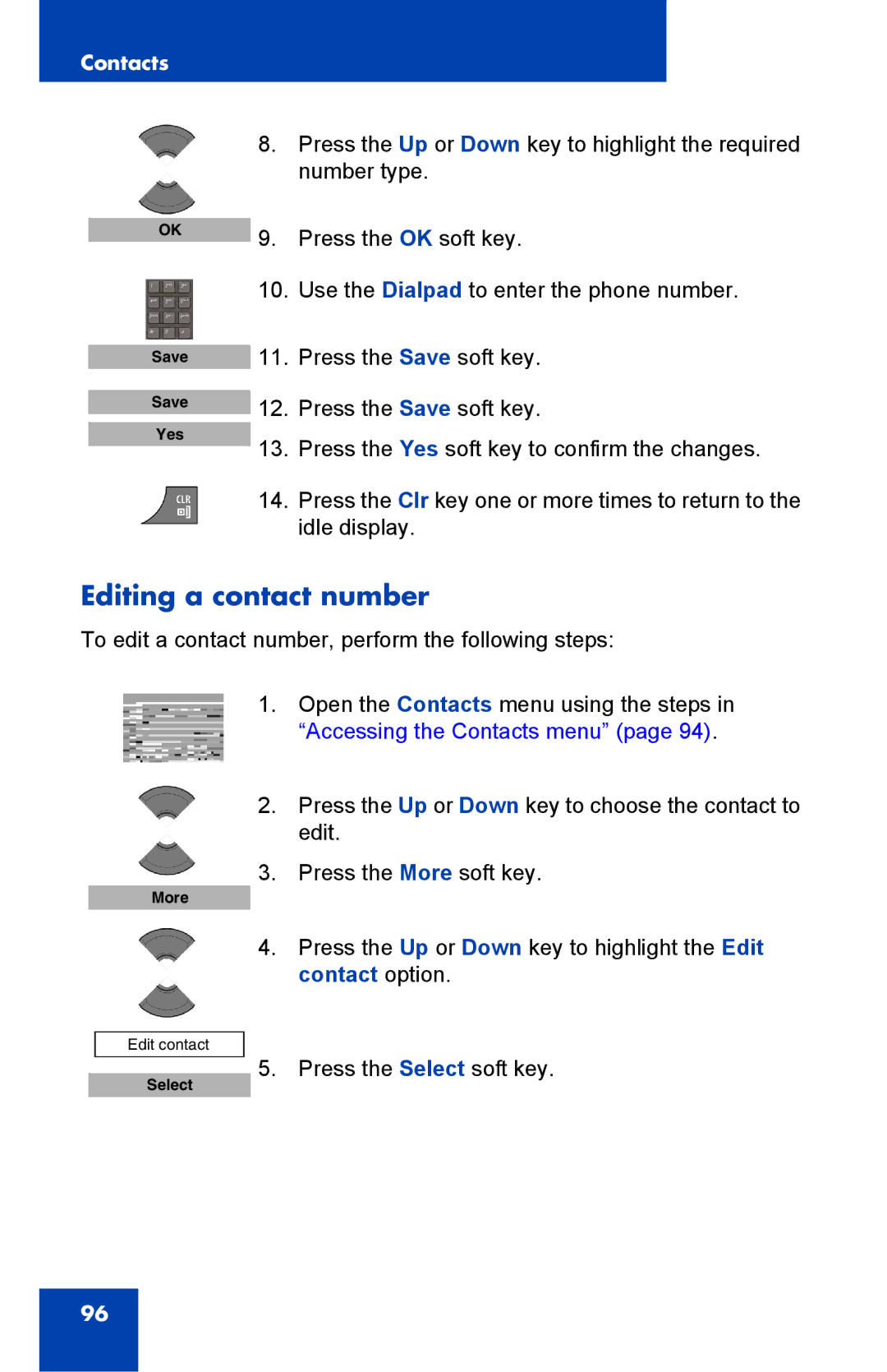 Nortel Networks 4075 manual Editing a contact number 