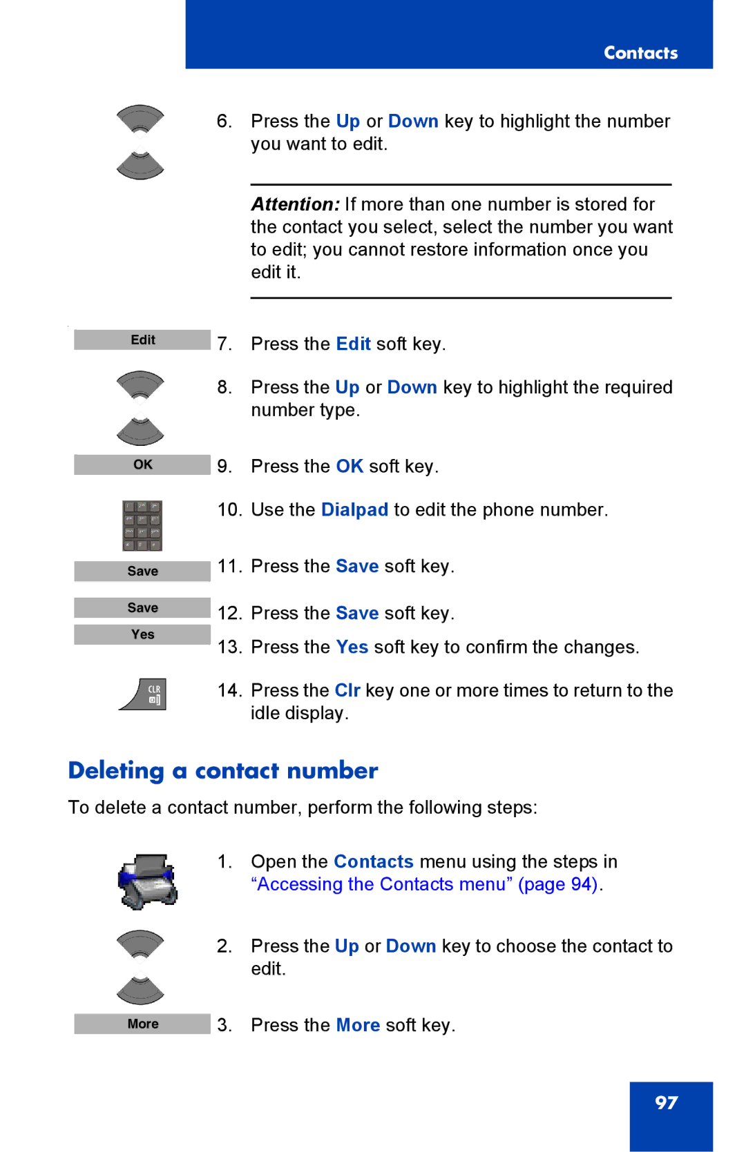 Nortel Networks 4075 manual Deleting a contact number 