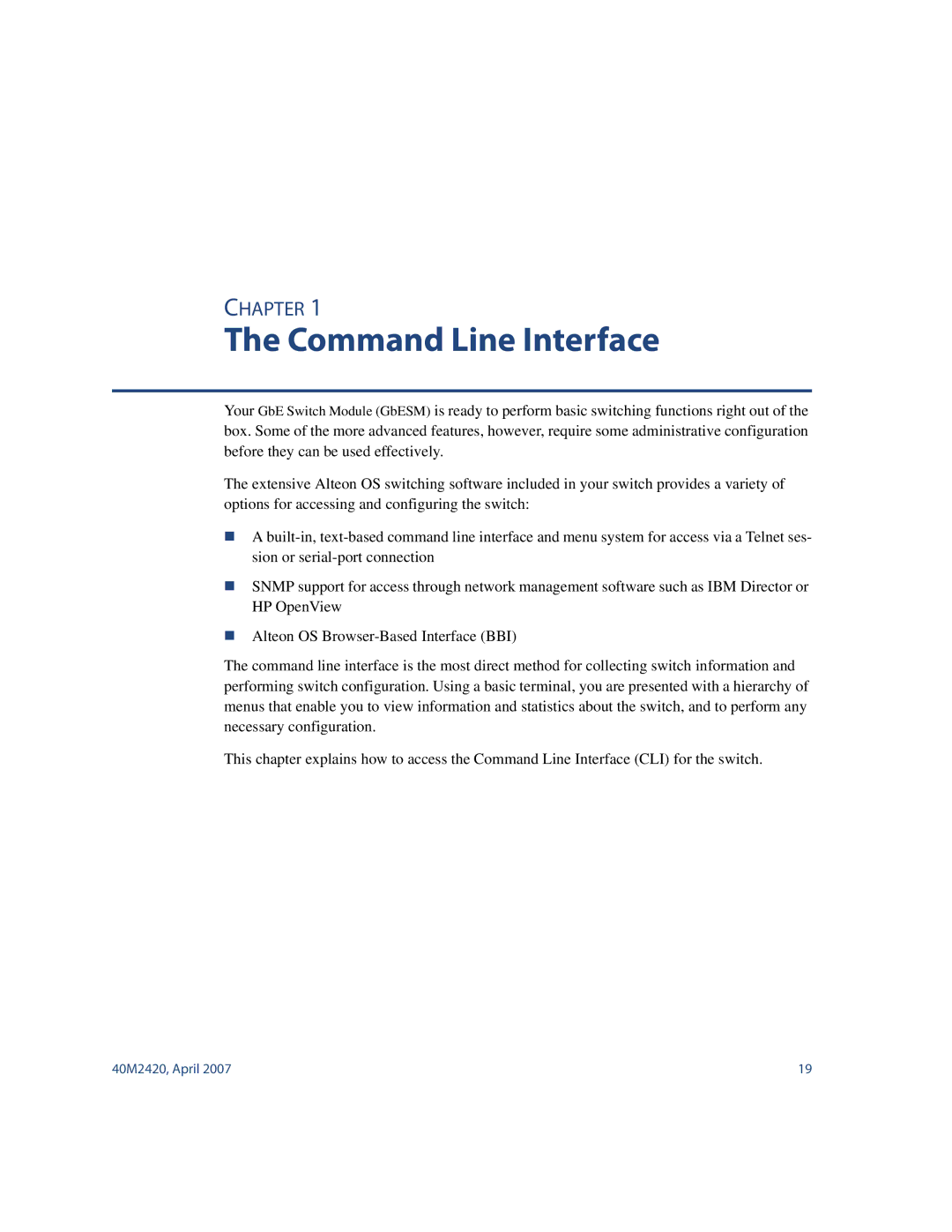 Nortel Networks 40M2420 manual Command Line Interface 