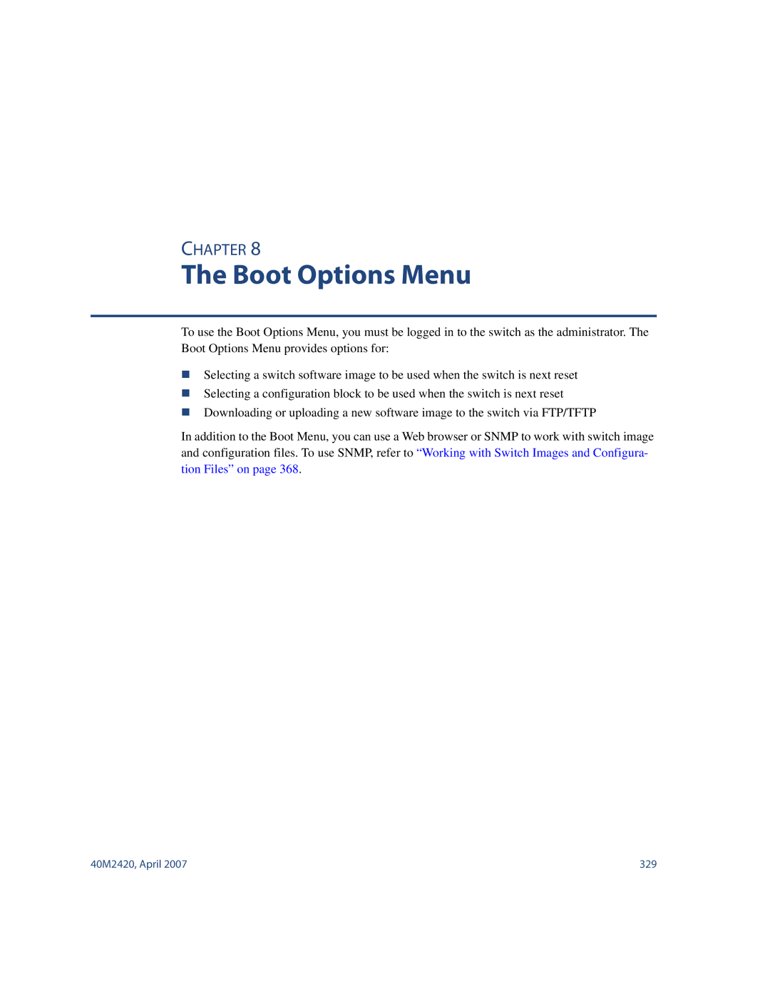 Nortel Networks 40M2420 manual Boot Options Menu 