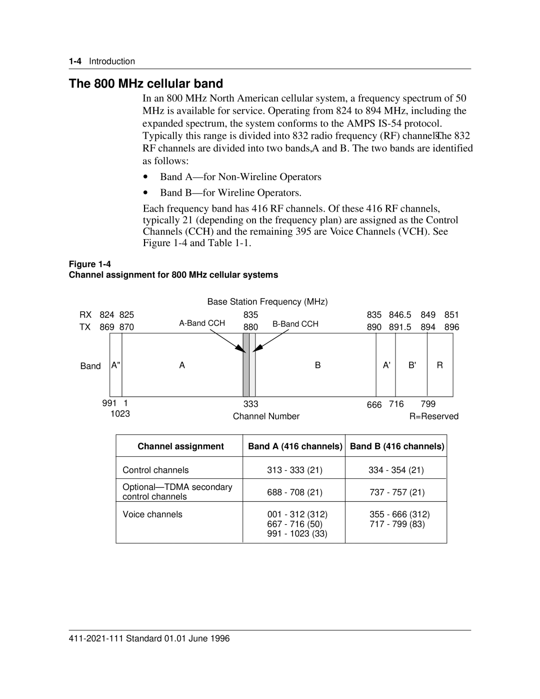 Nortel Networks 411-2021-111 manual MHz cellular band, Channel assignment for 800 MHz cellular systems 